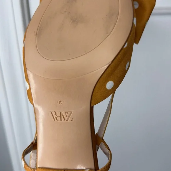 Zara Women's Brown Polka Dot Bow Flats - Picture 6 of 10